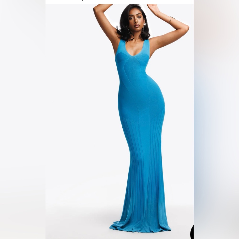 Brand new never worn Hanifa “Sarai” Knit  Elegant Blue Maxi Dress